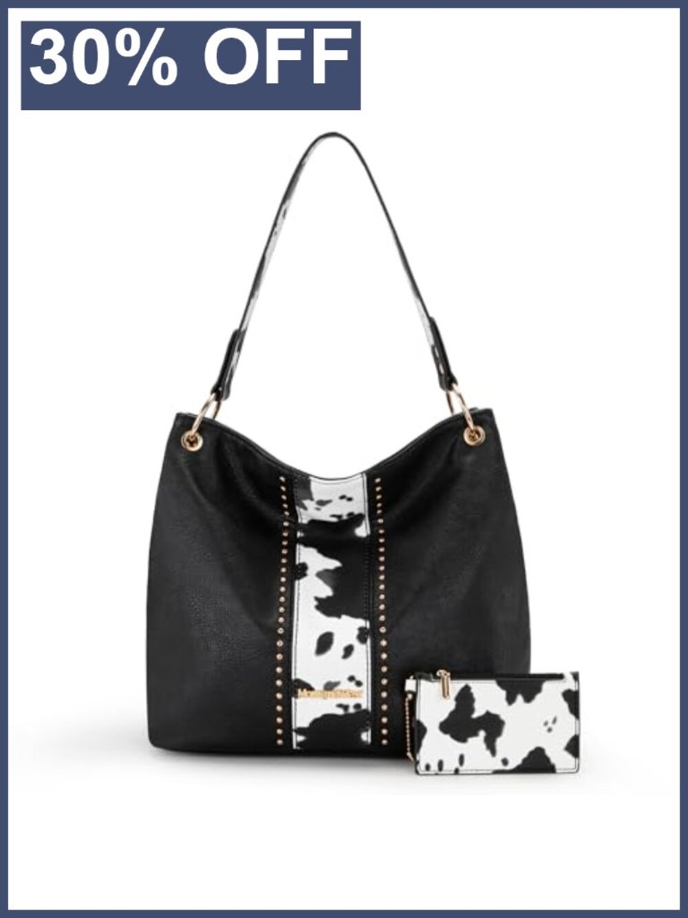 Montana West Cow Print Hobo Bag Slouchy Shoulder Tote with Coin Wallet